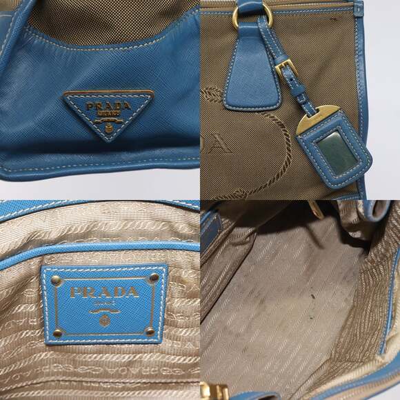PRADA Hand Bag Canvas Beige Gold - Picture 11 of 13